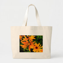 Bel affichage ou fleurs oranges et jaunes sacs en toile
