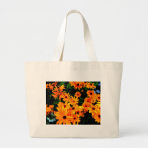 Bel affichage ou fleurs oranges et jaunes sacs de toile