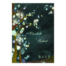 Bel arbre de nuit épousant les cartes de RSVP (3.5 Faire-part Personnalisé