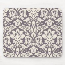 bel ivoire fleuri sur la damassé grise de taupe tapis de souris