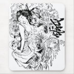 belle conception japonaise de vecteur de femme tapis de souris