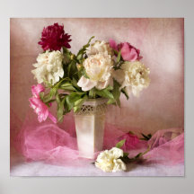 Belle copie de toile de pivoines posters