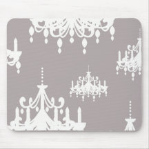 belle damassé blanche de lustre sur l'argent gris tapis de souris
