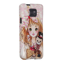 Belle fille de poupée avec l'ours de nounours coque galaxy s2