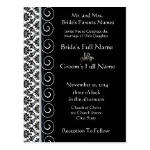 Belle invitation élégante de mariage damassé cartes postales
