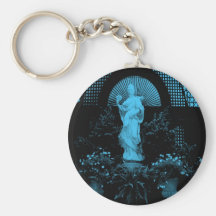Belle statue de jardin teintée en bleu.  Magnifiqu Porte-clefs