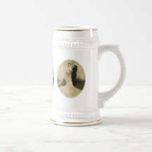 Belles cartes antiques vintages de jeunes mariés,  tasse à café