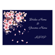 Belles cartes de Sakura RSVP de nuit Faire-parts