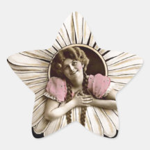 Belles femmes vintages de fleur sticker en étoile