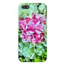 Belles fleurs vertes crèmes roses d'hortensia iPhone 5 case