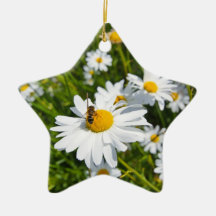 Belles marguerites et une abeille décorations pour sapins de noël