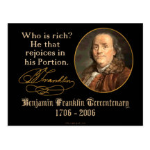Ben Franklin - richesse Cartes Postales