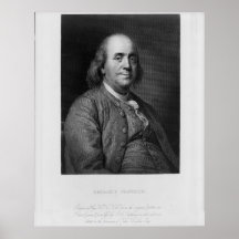 BENJAMIN FRANKLIN gravant par H.B. Hall Poster