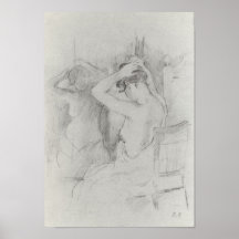 Berthe Morisot-Avant le miroir Affiche