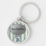 Best Dad Ever text & Monogram keychain