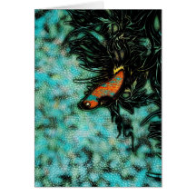 Bêtas poissons oranges et bleus lumineux carte