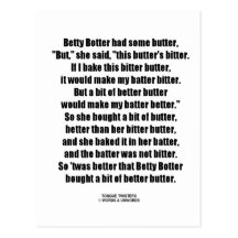 Beurre amer de Betty Botter meilleur (tornade de l Cartes Postales