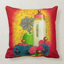 Biberon rose - coussin vintage de crèche de style