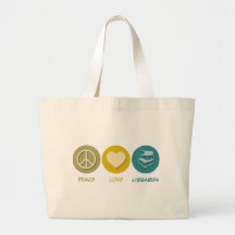 Bibliothèques d'amour de paix sacs fourre-tout
