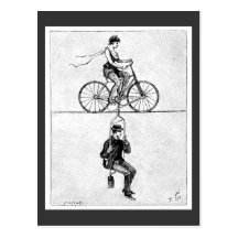 Bicyclette de corde raide - acte de recyclage de c carte postale