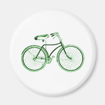 Bicyclette verte vintage aimant pour réfrigérateur