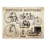 Bicyclettes antiques (vélos sur rail) carte postale