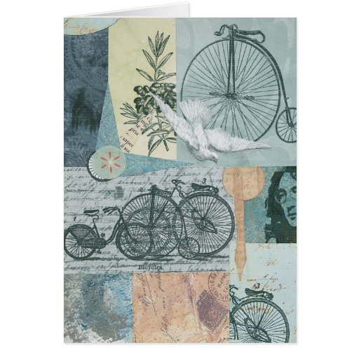 Bicyclettes et carte d'art de collage de paix