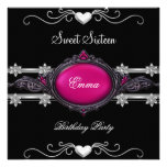 Bijou noir rose argenté de partie du sweet sixteen invitations