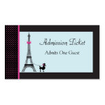 Billet d'admission de fille de Tour Eiffel Modèles De Cartes De Visite