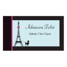 Billet d'admission de fille de Tour Eiffel Modèles De Cartes De Visite