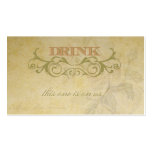 Billet de boissons de rose de cru et de mariage de modèle de carte de visite