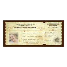 billet vintage d'anniversaire avec votre photo invitations