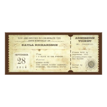 billets vintages d'anniversaire de typographie cartons d'invitation