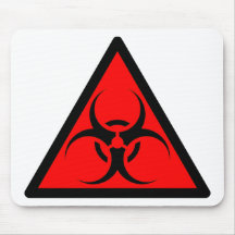 Bio risque ou rouge de avertissement de symbole de tapis de souris