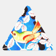 Bird in the Branches Vintage Design Image Triangle Sticker
