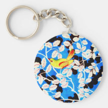 Bird in the Branches Vintage Design Image Keychains