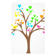 Birds in a Heart Tree Custom Stationery