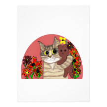 birthday invitations cute kitty holding teddy bear