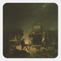 Bivouac du napoléon I sur la bataille de champ de  Autocollant Carré