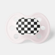Black and White Checkerboard Baby Pacifier