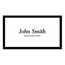 Black Border Swim Instructor Business Card