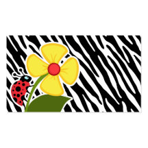 Black & White Zebra Stripes; Ladybugs Business Card Template