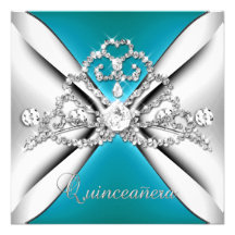 Blanc argenté bleu turquoise de diadème de Quincea Invitation
