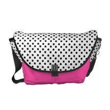 Blanc avec à pois noir : Sac messenger Sacoches