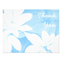Blanc bleu de note de "Merci" de feuille mou Invitation Personnalisable