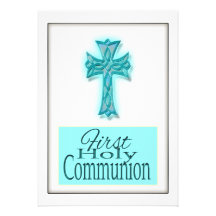 Blanc bleu de première sainte communion invitations