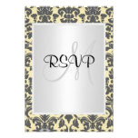 Blanc crème de mariage damassé RSVP Invitation
