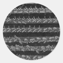 Blanc de Bach Partita sur le noir Autocollant Rond