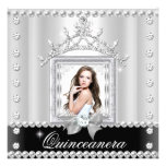 Blanc de noir de fête d'anniversaire de Quinceaner Invitations