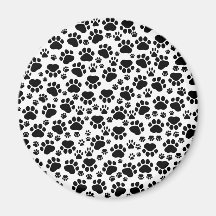 Blanc de Pawprints de traces de pattes de chien, n Aimant Pour Réfrigérateur